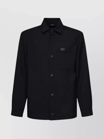 Fay Wool Canvas Shirt Jacket In Black