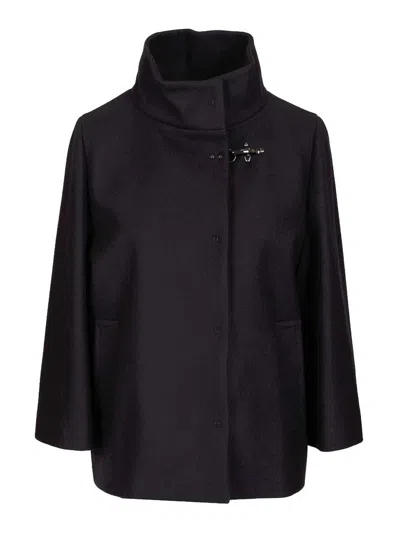 Fay Wool Cape In Black