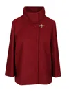 Fay Lined Wool Blend Cape With Hook Closure In Red