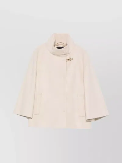 Fay Wool Cape With High Collar And Pockets In Multi
