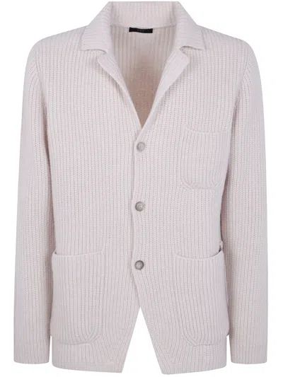 Fay Wool Cardigan With Patch Pockets In Pink