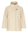Fay Double-breasted Poplin Coat With Pockets In Beige