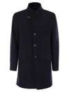 Fay Long Wool Coat Featuring Pockets In Blue