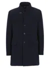 Fay Herringbone Wool Blend Coat In Blue