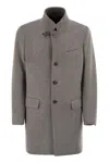 Fay Tailored Grey Wool Coat With Stand-up Collar In Gray