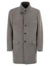 Fay Tailored Grey Wool Coat With Stand-up Collar In Gray