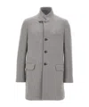 Fay Tailored Grey Wool Coat With Stand-up Collar In Gray