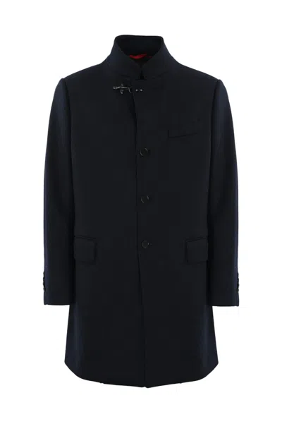 Fay Wool Coat With Hook In Blue