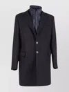 Fay Wool Coat With Notch Lapel And Back Vent In Black