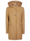 Fay Wool Coat With Unique Quilted Hood In Brown