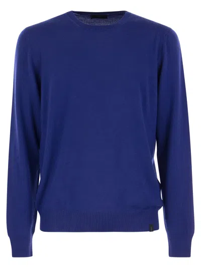 Fay Wool Crew-neck Pullover In Biro Chiaro