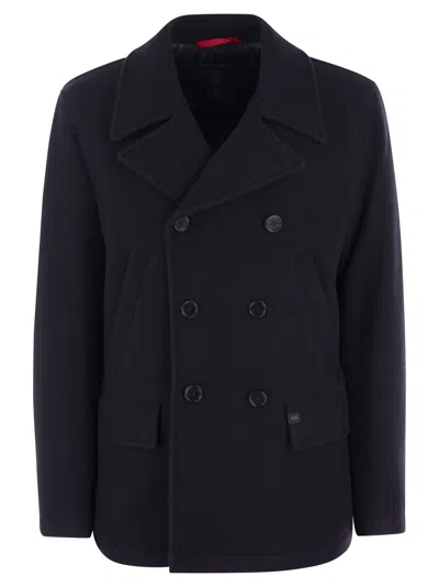 Fay Wool Peacoat In Navy Blue