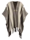 Fay Wool Poncho With Hook In Brown