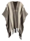 Fay Hook-closure Fringed Poncho In Gray