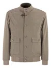 Fay Men Virgin Wool Bomber Jacket In Brown