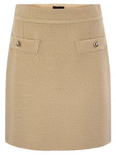 Fay Wool Short Skirt In Beige