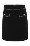 Fay Mini Bouclé Wool Short Skirt In Black