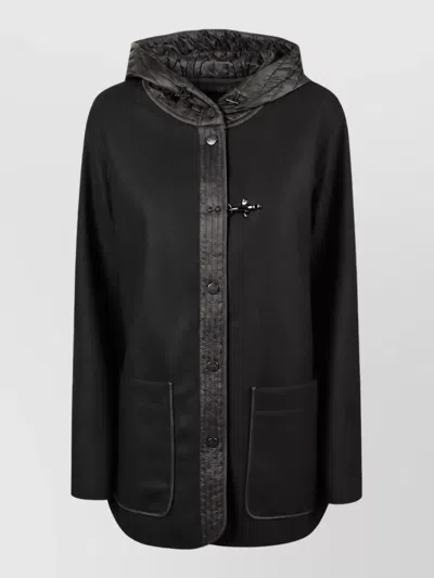 Fay Wool Single Breasted Coat In Black