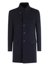 Fay Wool Single-breasted Coat In Blue