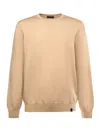 Fay Crew-neck Jumper In Shaved Cotton Knit In Neutral