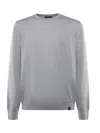 Fay Fine Wool Crew Neck Long Sleeve Sweater In Gray