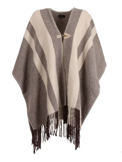FAY WOOL-BLEND PONCHO WITH HOOK CLOSURE