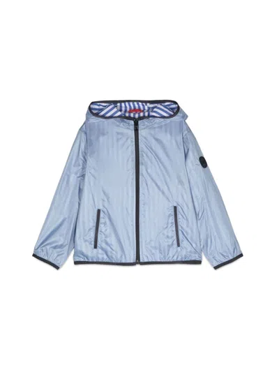 Fay Mini Zip-up Hooded Jacket For Boys In Blue