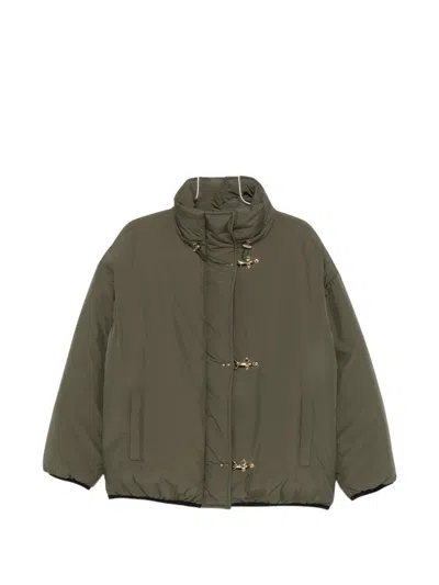 Fay Three Hook Padded Bomber Jacket Casual In Green