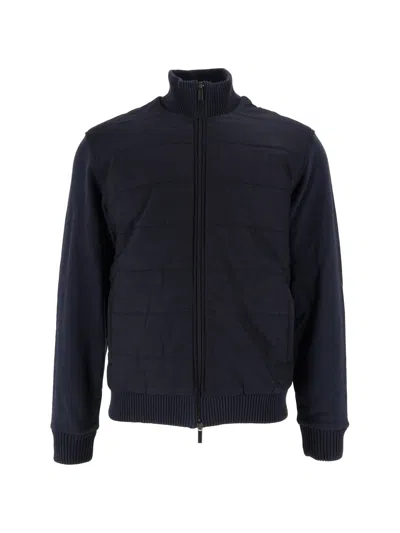 Fay Zip-up Ribbed Quilted Jacket In Blue