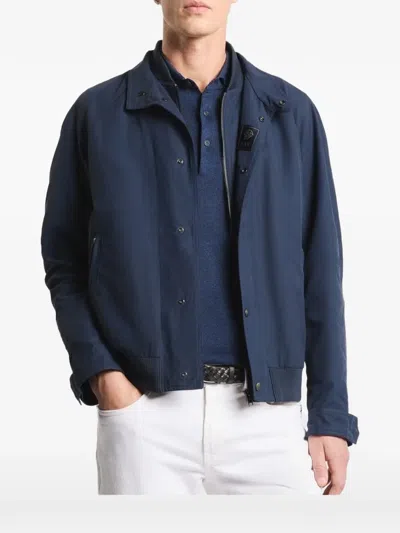 Fay Zip-up Ribbed-trim Jacket In Blue