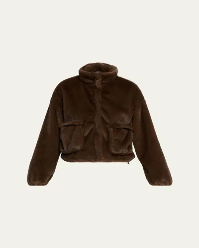 Faz Avenue Faux-fur Bomber Jacket In Brown