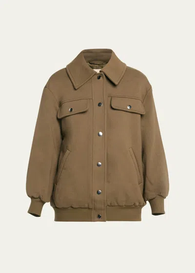 Faz Jane Snap-button Bomber Jacket In Khaki