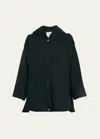 Faz Ruby Hooded Top Coat With Drawcord Waist In Black