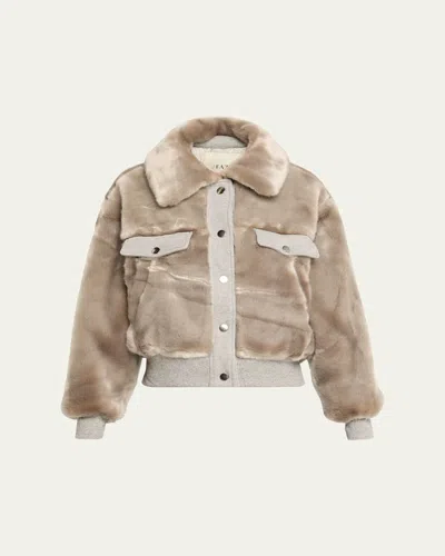 Faz Short Faux-fur Bomber Jacket In Silver