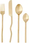 Fazeek Gold Wave Four-piece Flatware Set In Brass