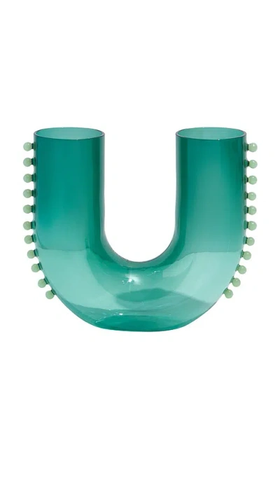 Fazeek Pearl U Vase In Teal & Jade
