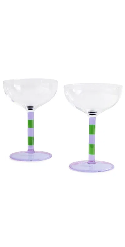 Fazeek Striped Coupe Glasses Lilac/green In Transparent