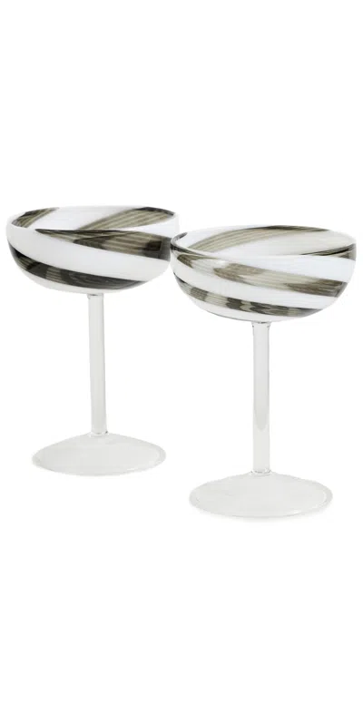 Fazeek Swirl Coupe Glasses Set Of 2 Black/white