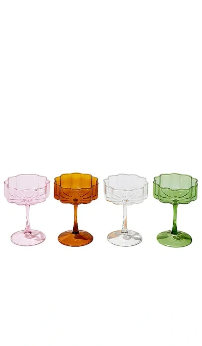 Fazeek Wave Coupe Glass Set Of 4 In Multi