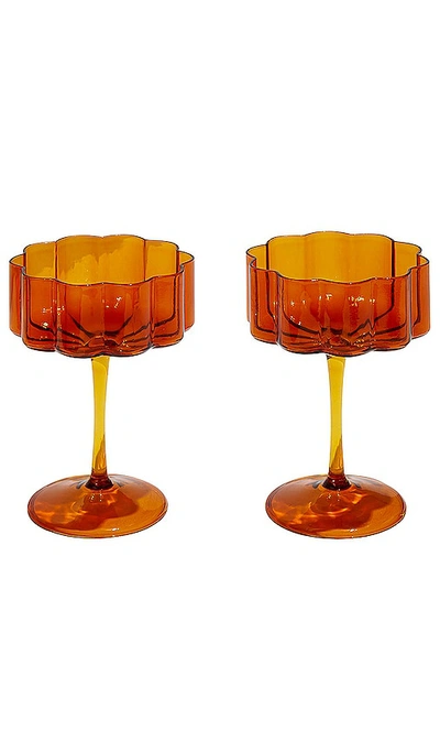 Fazeek Wave Coupe Glasses Set Of 2 In Amber