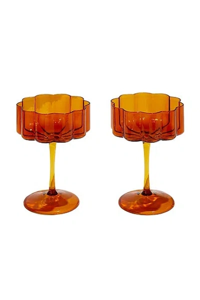 Fazeek Wave Coupe Glasses Set Of 2 In Orange