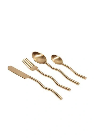 Fazeek Wave Cutlery 4 Piece Set In Gold