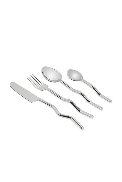 Fazeek Wave Cutlery 4 Piece Set In Silver