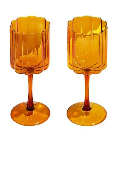 Fazeek Wave Wine Glasses Set Of 2 In Orange