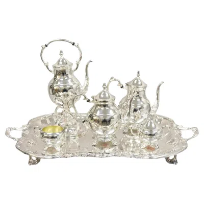Pre-owned F.b. Rogers Silver Co. Vintage Fb Rogers Victorian Silver Plated Tea Set With Tilting Pot - 6 Pc Set In Sand