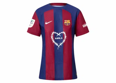Pre-owned Fc Barcelona X Karol G Women's Home 23/24 Players Edition Jersey In Blue/scarelet Red