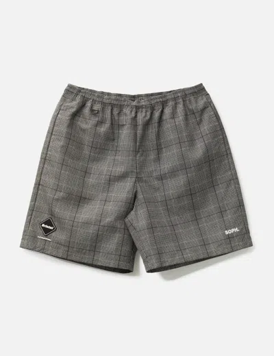 F.c. Real Bristol Plaid Practice Shorts In Gray