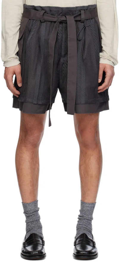 F/ce Grey Layered Shorts In Charcoal