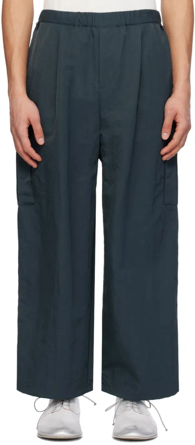 F/ce Grey Wide Cargo Trousers In Blue Grey