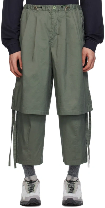 F/ce Green Layered Trousers In Sage Green